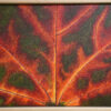"Bright and colorful realistic painting of maple leaf"