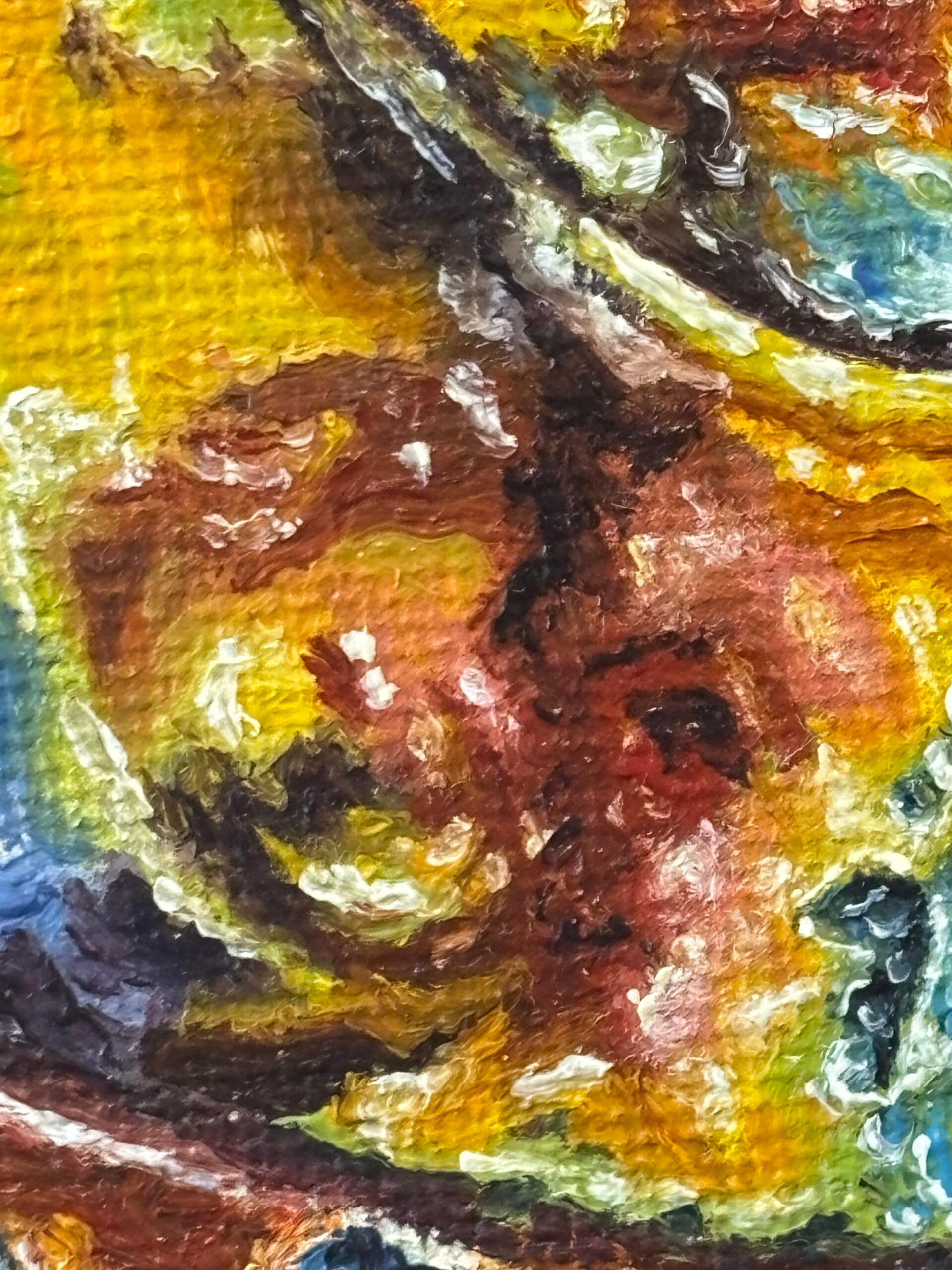 Rainbow of oil painting on canvas moving around like a shimmering reflection